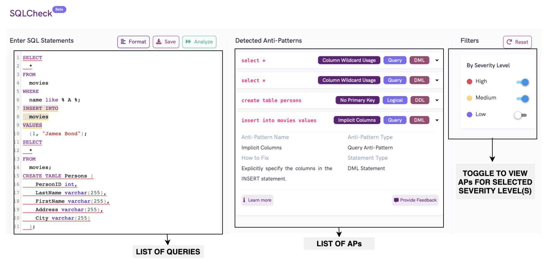 Teaser for Interactive Demonstration of SQLCHECK